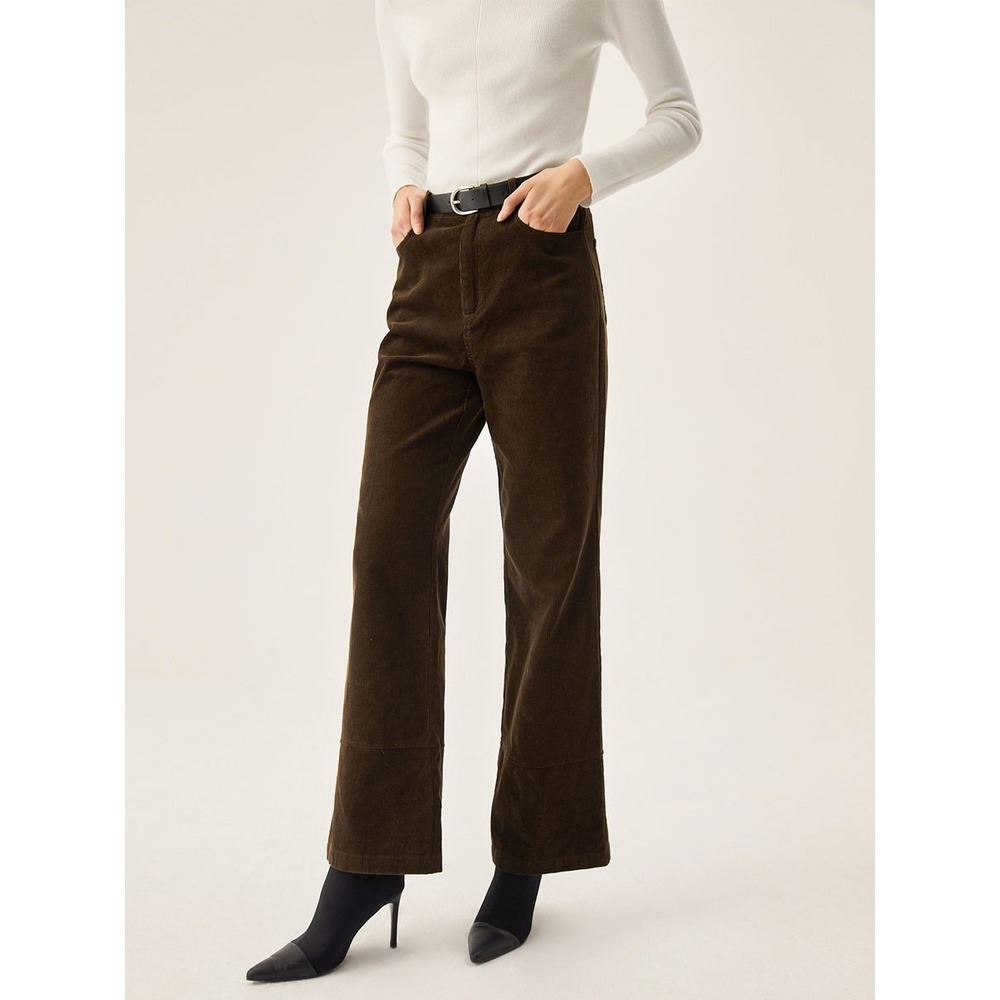 Commense Corduroy Wide Leg Pocket Pants Dark‎ Brown size S - Picture 5 of 6